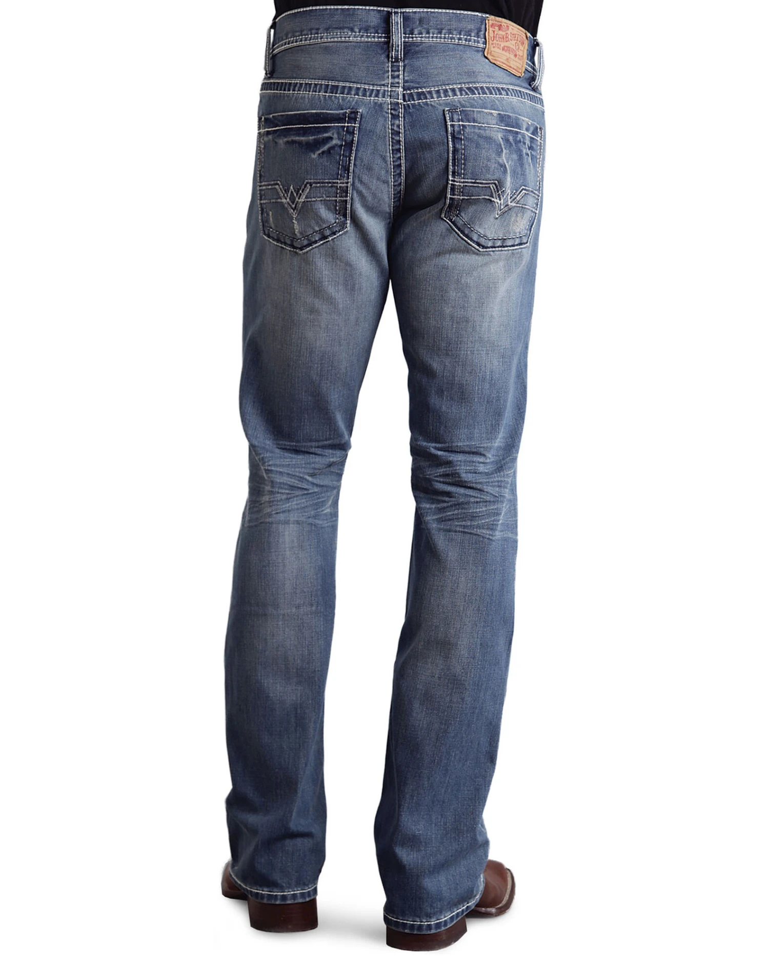 Stetson Rock Fit Frayed X Stitched Jeans - Image 2