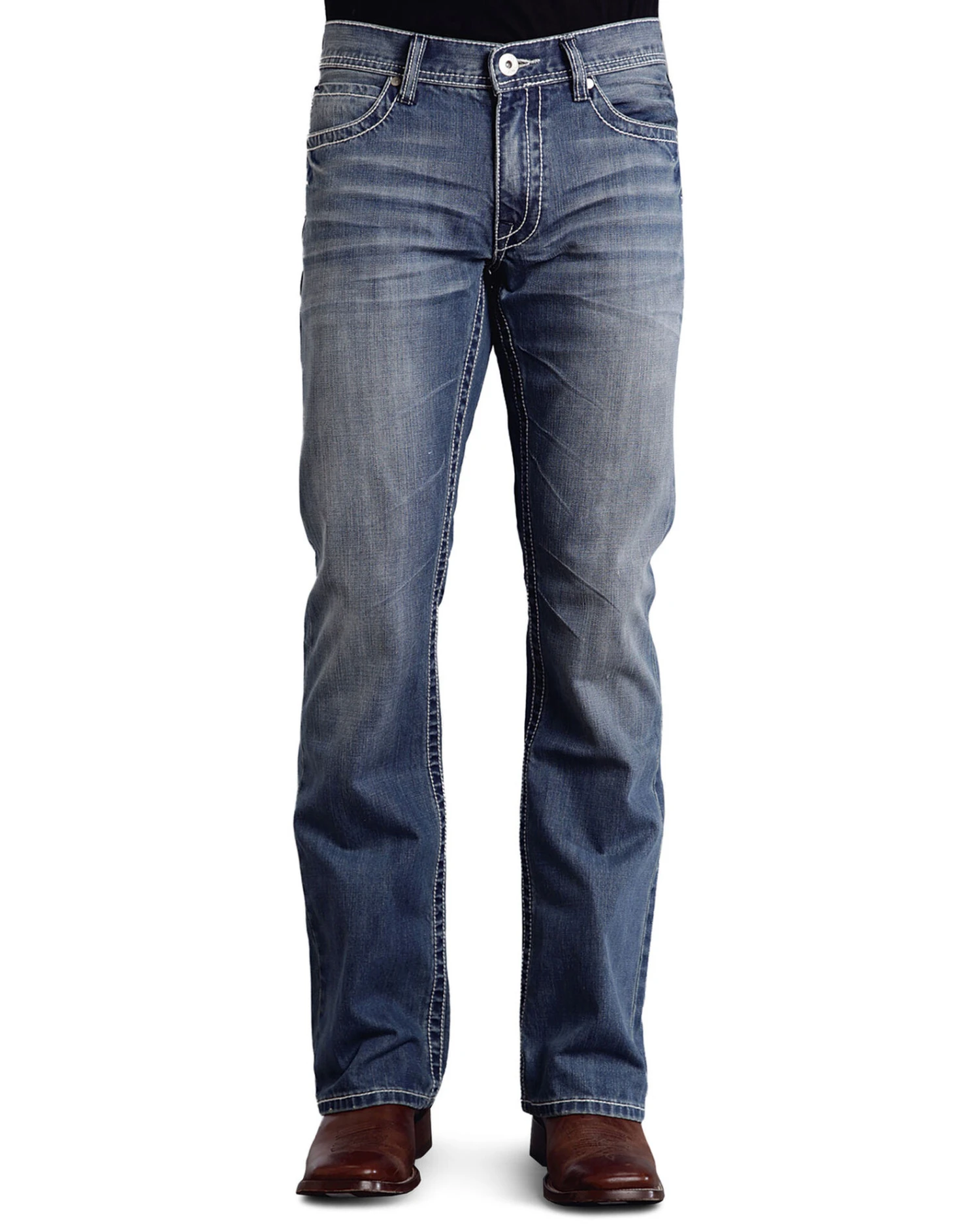 Stetson Rock Fit Frayed X Stitched Jeans