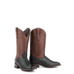 Stetson Men's JBS Dillon Handmade Boots - Black Full Ostrich