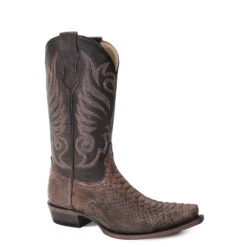 Stetson Men's Sanded Brown Python Snip Toe Boots