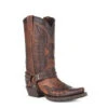 Stetson Men's Brown Oiled Outlaw Eagle Biker Harness Boots W/Lug Sole