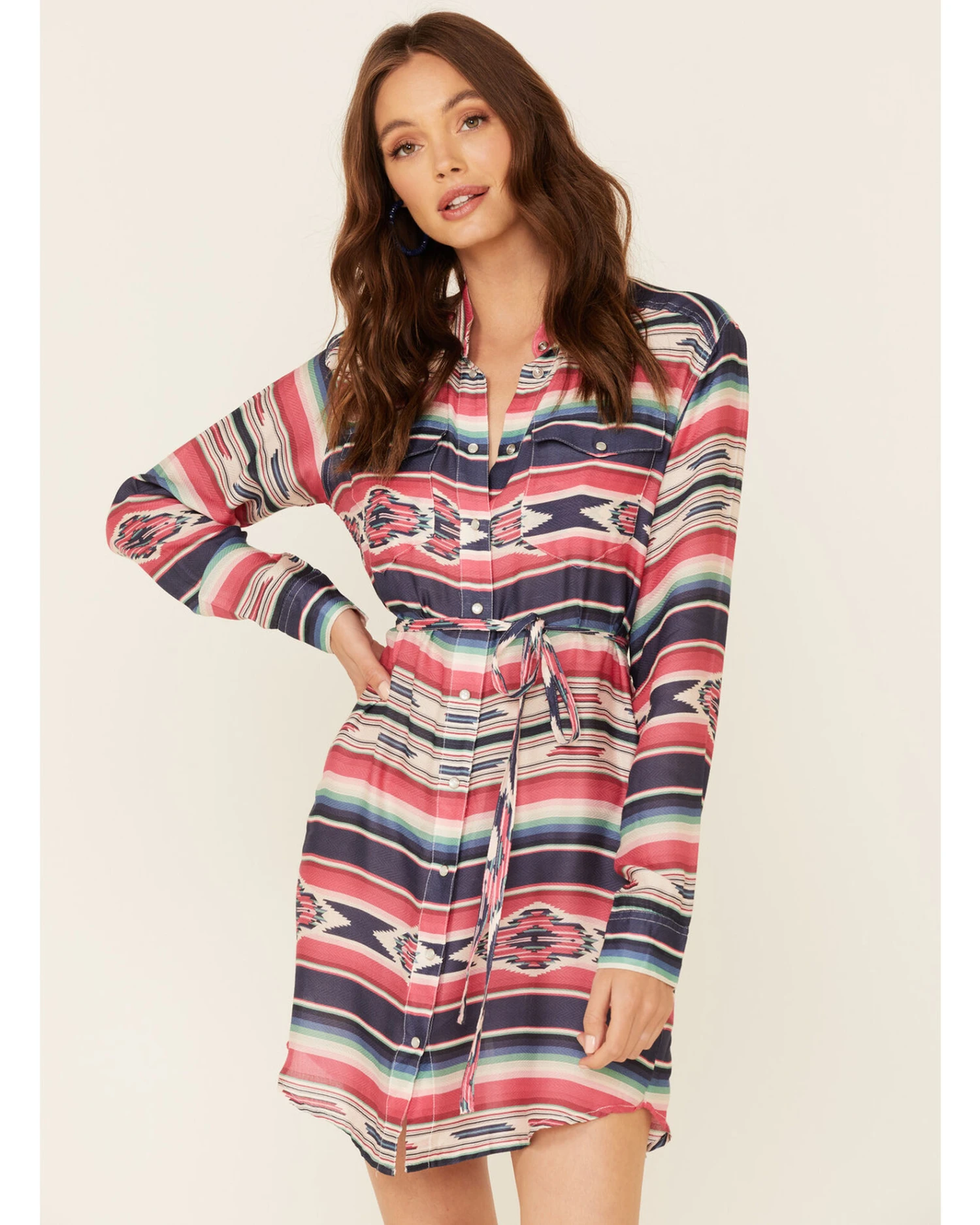 Stetson Women's Southwestern Print Self-Tie Sash Dress - Image 4