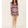 Stetson Women's Southwestern Print Self-Tie Sash Dress