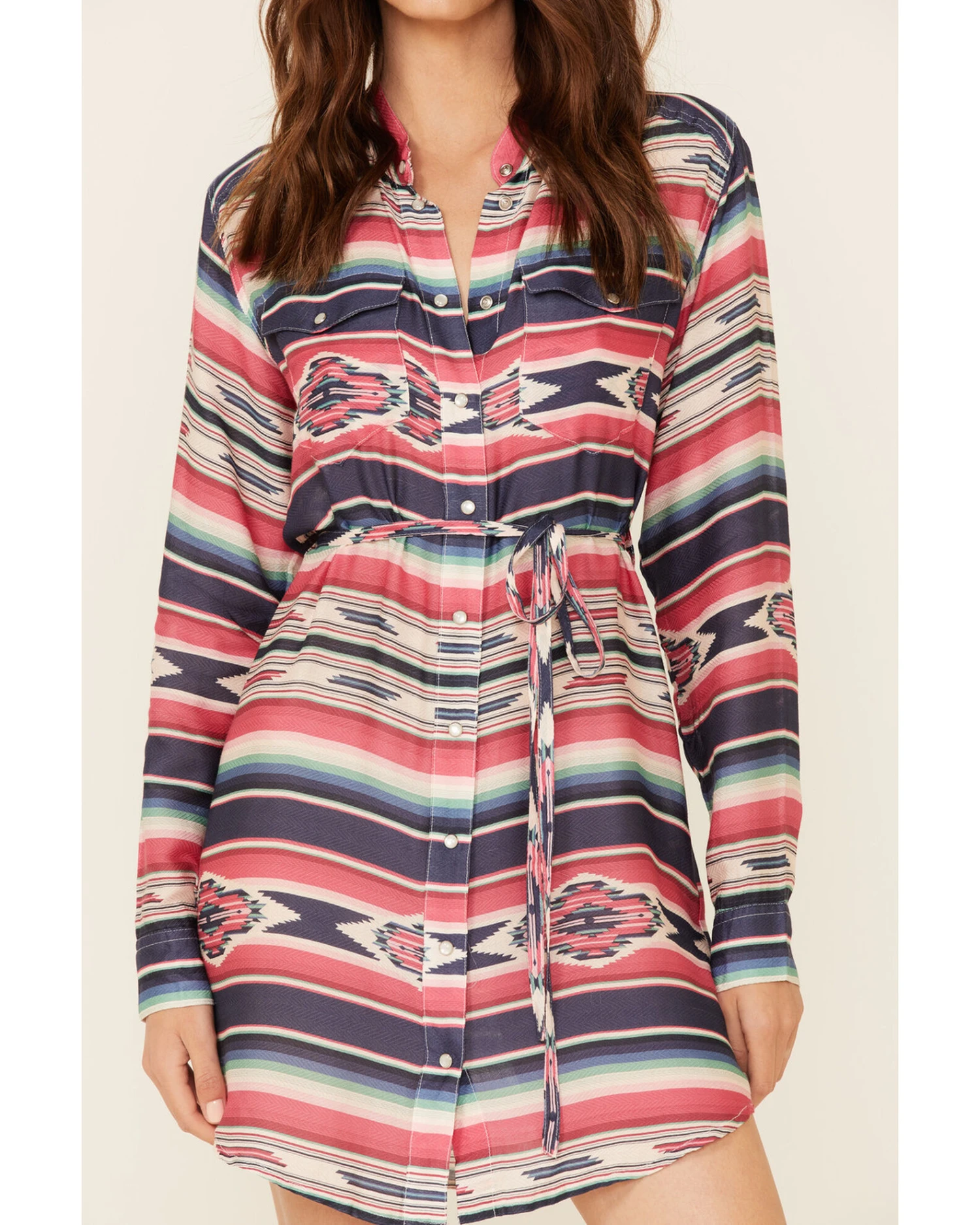 Stetson Women's Southwestern Print Self-Tie Sash Dress - Image 3