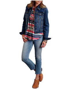 Stetson Women's Stretch Denim Welt Pocket Button-Front Jacket
