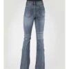 Stetson Women's 921 Medium Wash High Rise Plain Pocket Flare Jean