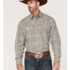 Stetson Men's Smoke Plaid Long Sleeve Snap Western Shirt