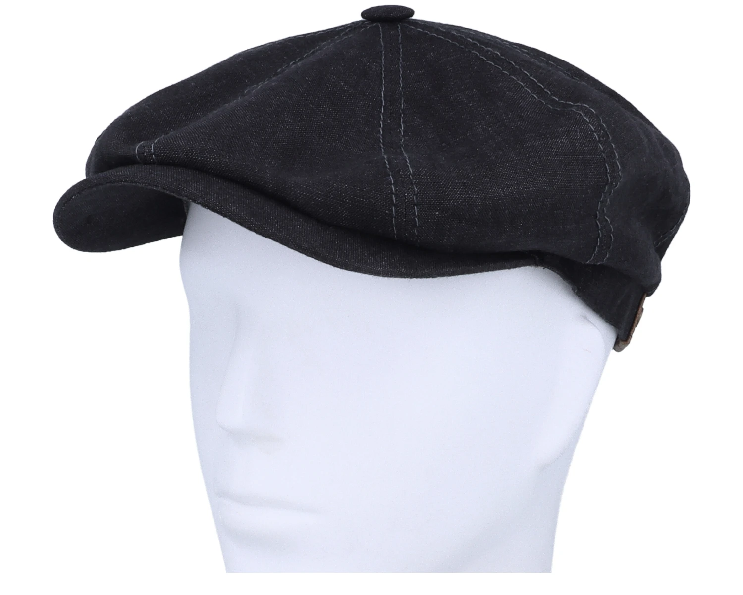 Hatteras Linen Black Flat Cap - Stetson - Image 5