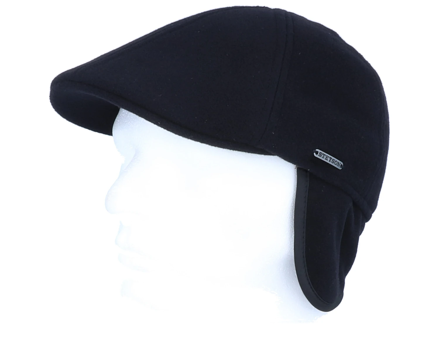 Texas Wool/Cashmere Ear Flap Black Flat Cap - Stetson - Image 6