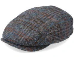 Belfast Driver Cap Harris Tweed Navy Flat Cap - Stetson