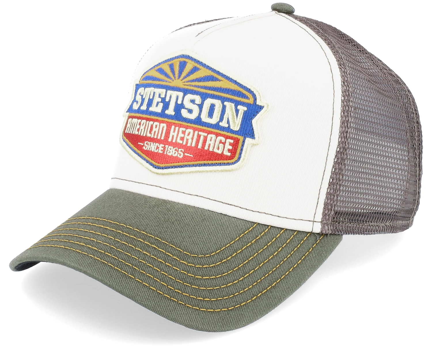Sun White/Olive Trucker - Stetson