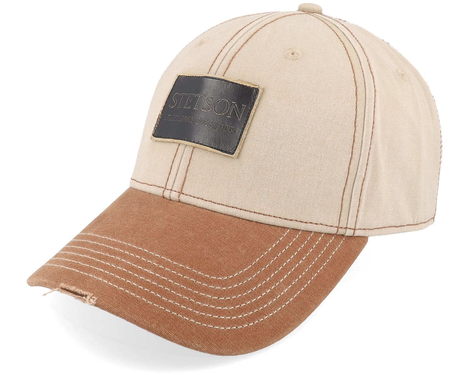 Baseball Leather Patch Vintage Beige Adjustable - Stetson