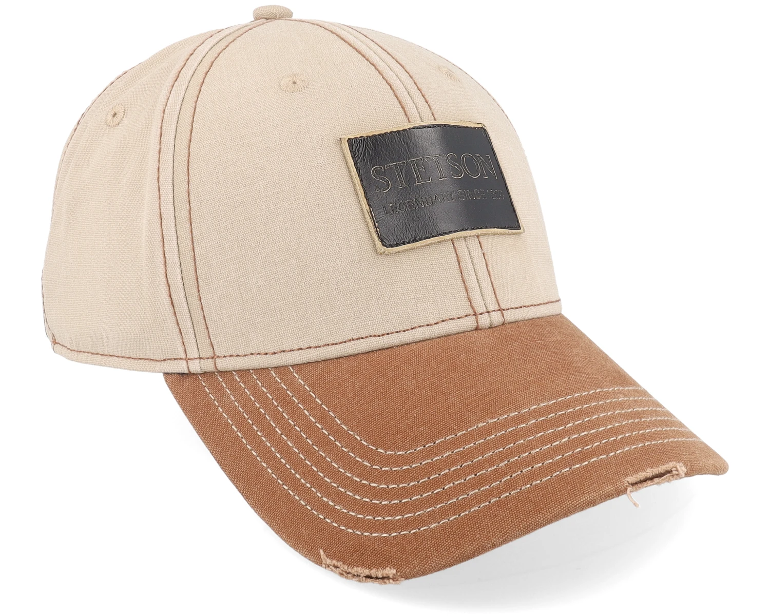 Baseball Leather Patch Vintage Beige Adjustable - Stetson - Image 2